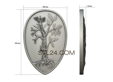 Art panel (Shield with oak wood, PD_0357) 3D models for cnc